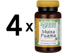 4 X Swanson Muira Puama, 250Mg (10:1) - 60 Caps (188,83 Eur/Kg)