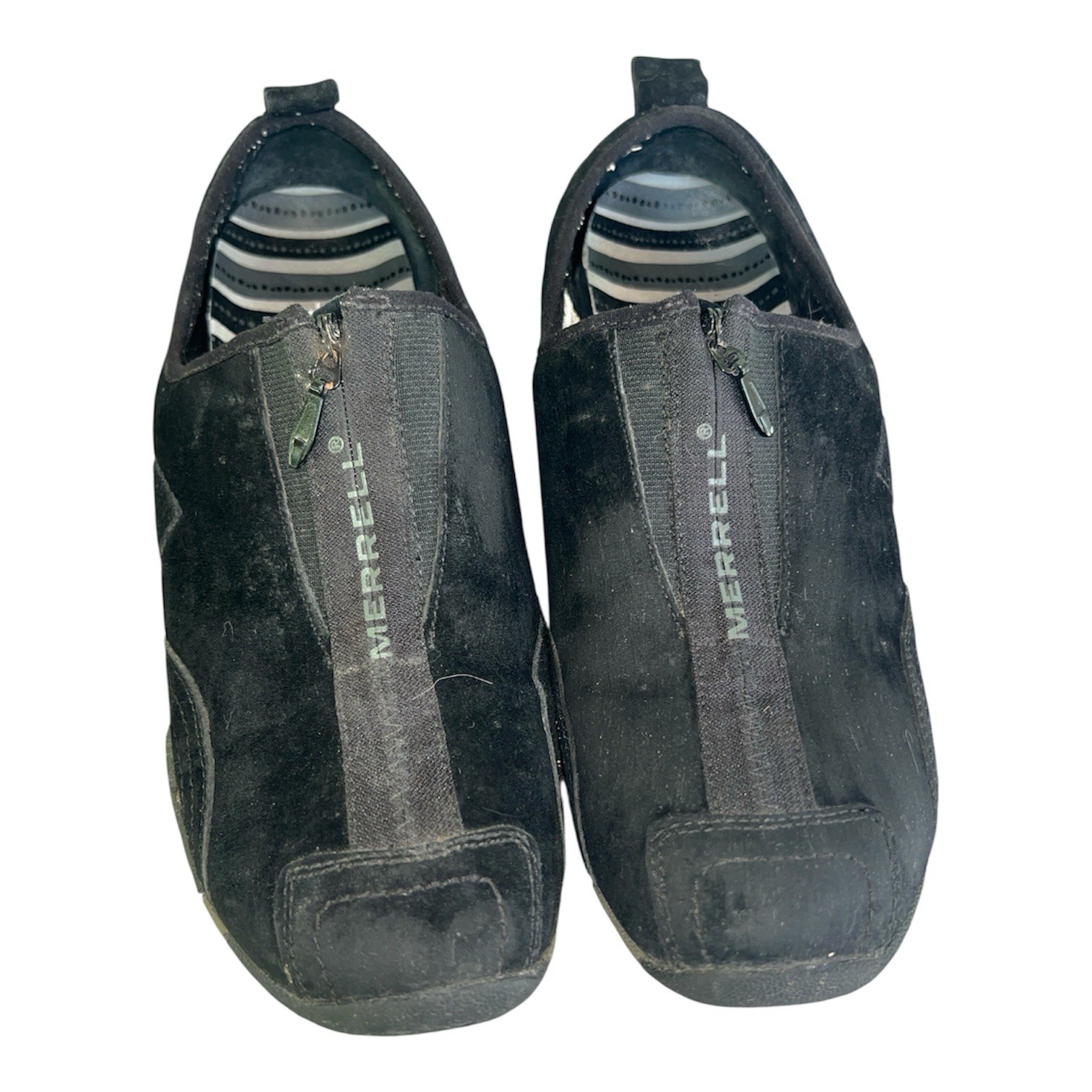 Scarpe Merrell donna taglia 10 zip nere scamosciate slip on casual passeggio comode