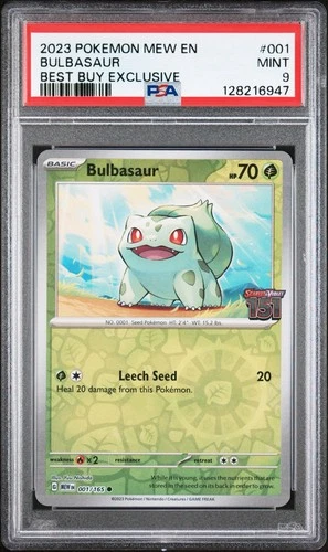 2023 POKEMON MEW EN-151 BEST BUY EXCLUSIVE #001 BULBASAUR PSA 9