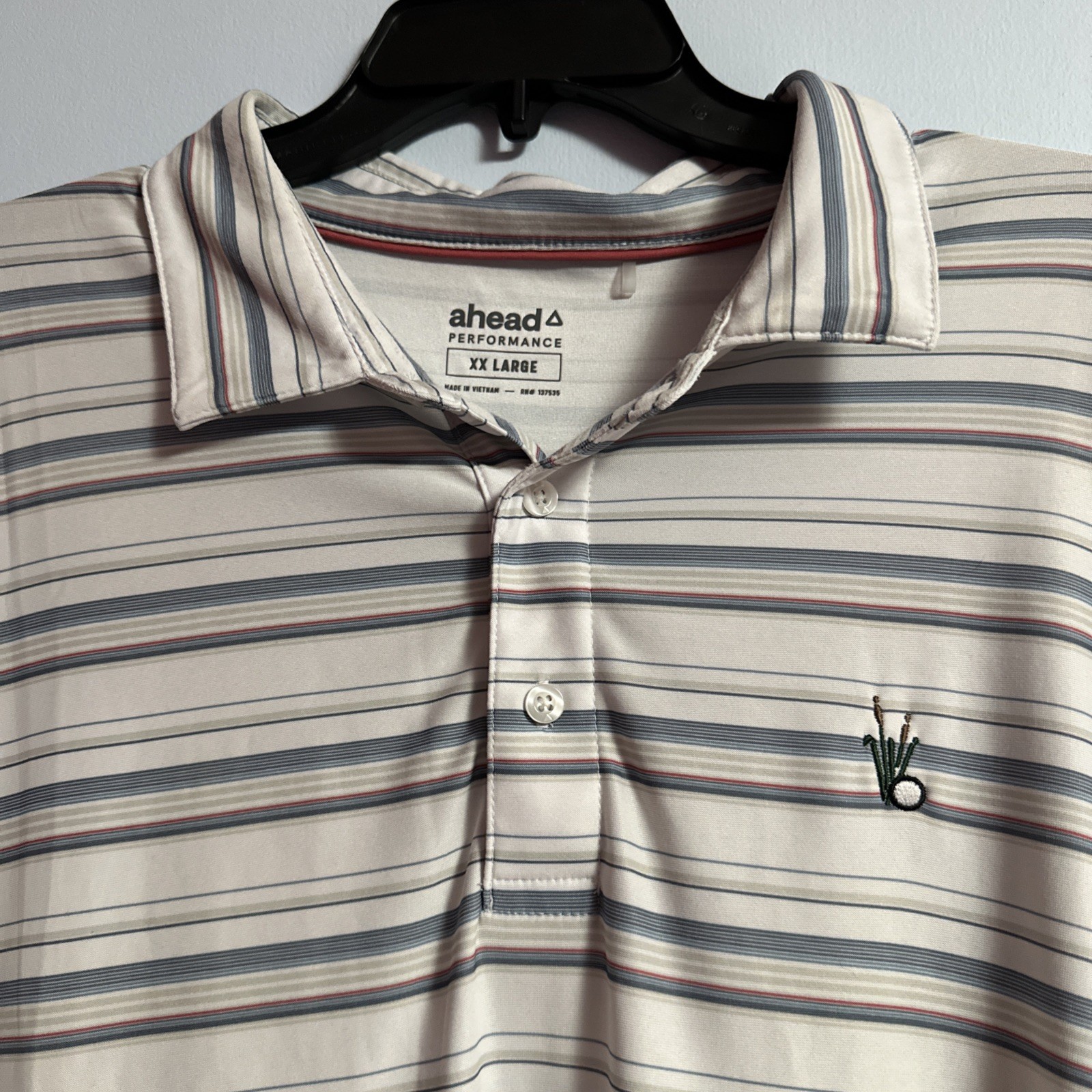 Ahead Performance Golf Polo Striped Pattern Embro… - image 2