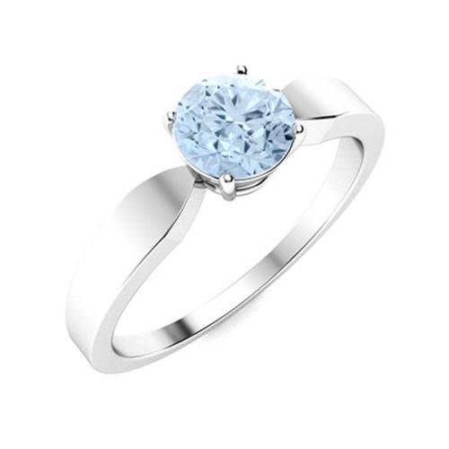 925 Sterling Silver Aquamarine Stone Prong Solitaire Easter Ring Jewelry