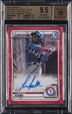 2020 BOWMAN CHROME PROSPECT AUTO RED WAVE REFRACTOR LUISANGEL ACUNA BGS 9.5