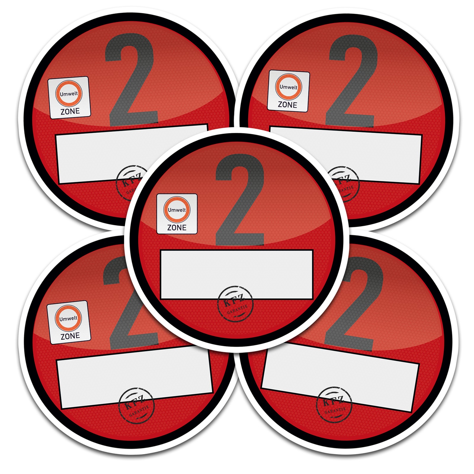 5x Haftfolie Euro 2 Plakette Windschutzscheibe Feinstaubplakette Fun Folie R171