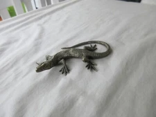 VINTAGE ~SILVER TONED METAL LIZARD 5" FIGURINE~~CLEAN!!!