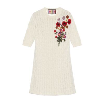 GUCCI★素敵！LOVELIGHT WHITE COTTON WITH EMBROIDER v GUCCI Dress Lovelight Cotton Embroidery Floral Knit Small | eBay