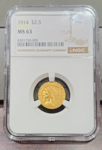 1914 $2.50 Gold Indian - MS63 - NGC - Lower Mintage