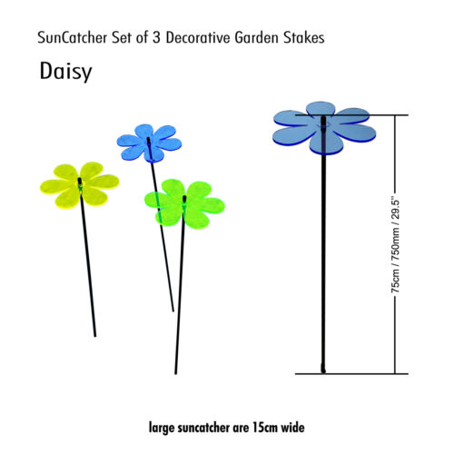 Großer Sonnenfänger Gartenpfahl 3er Set Gänseblümchen Ornament Deko Accessoire bunt - Bild 13 von 20