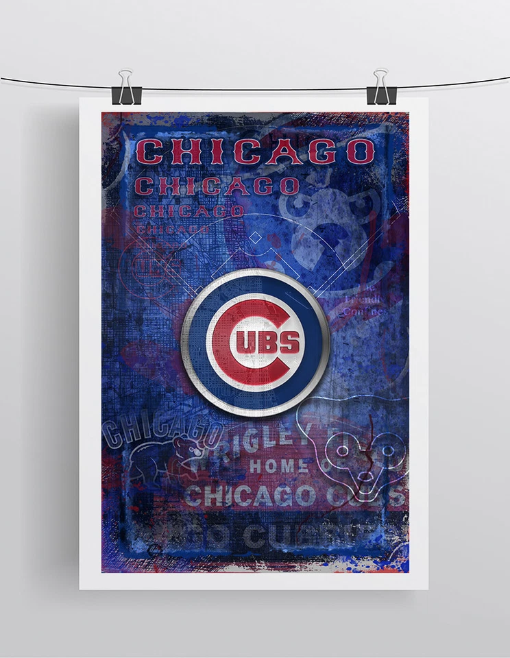Chicago CUBS Poster, The CHICAGO CUBS MLB Baseball Print Free Shipping Us - Image 2 of 4