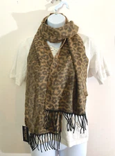 STEVE MADDEN Leopard Animal Print Winter Scarf Muffler - TAN BROWN