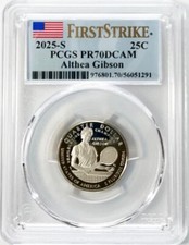 2025 S Clad Proof American Women Quarter Althea Gibson PCGS PR 70 DCAM  FS