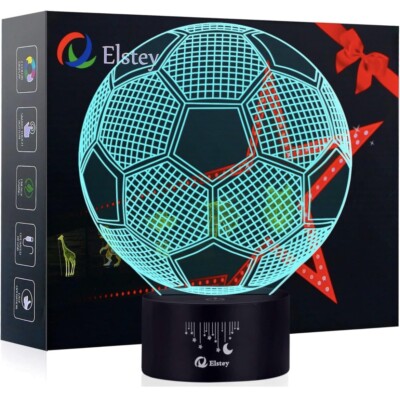 Elstey Soccer 3D LED Night Light Optical Illusion Lamp 7 Color