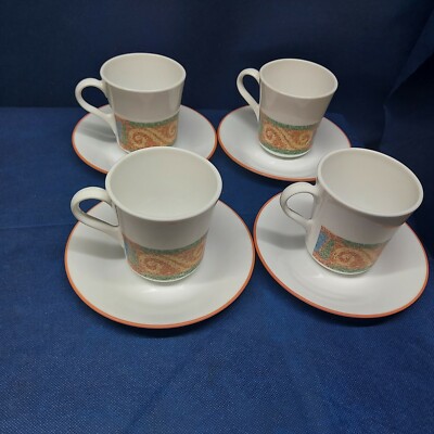 Vintage Corelle by Corning ''Sand Art'' 4 Sets Cups/Saucers Retired 2004 USA 