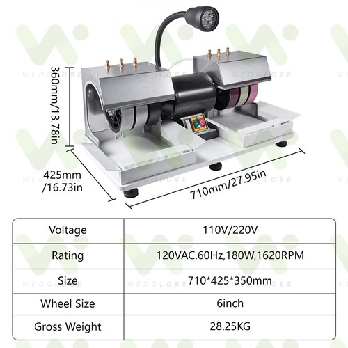 6in Cabbing Machine Lapidary Rock Grinder Polisher Faceting Machine Gem  - Picture 10 of 10