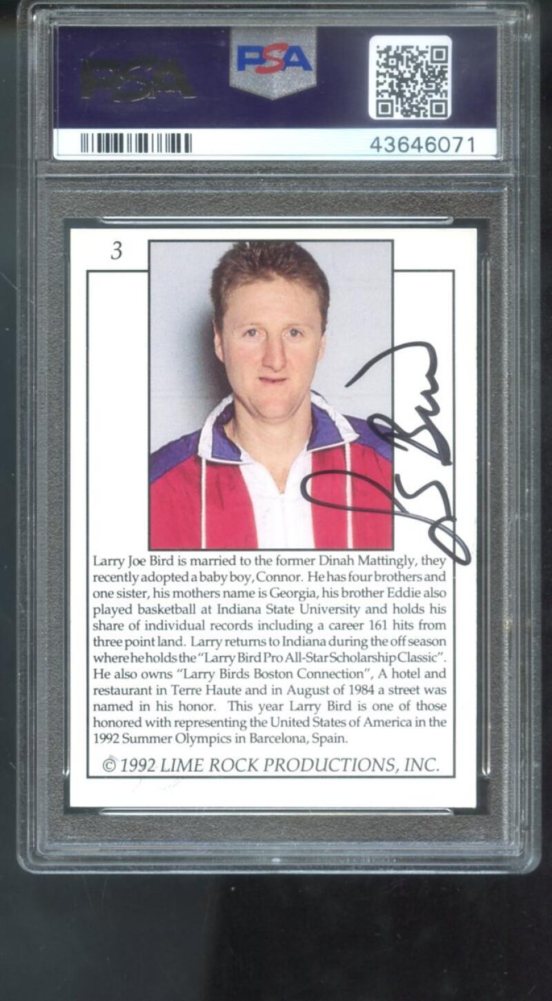 1992-93 Lime Rock #3 Larry Bird AUTO SIGNED Autograph Card PSA/DNA 9 Basketball