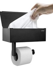 Toilet Paper Holder with Shelf Adhesive or Screw Wall Mounted Stainless Steel