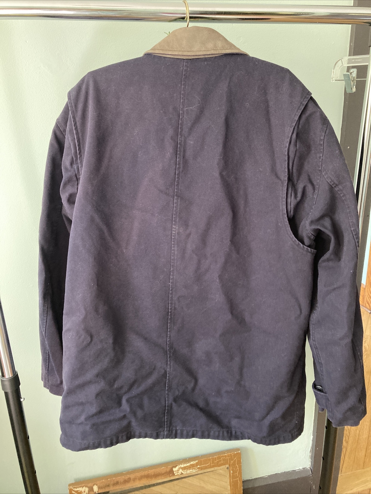 VTG Lands End Blue Canvas Barn Chore Coat Flannel Lin… Gem