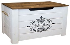 Holztruhe Pascale mit Deckel Aufdruck "Champagne"