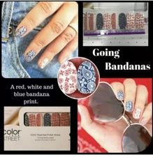 GOING BANDANAS ~ Color Street Nail Polish Strips ~ Red White Blue bandana print