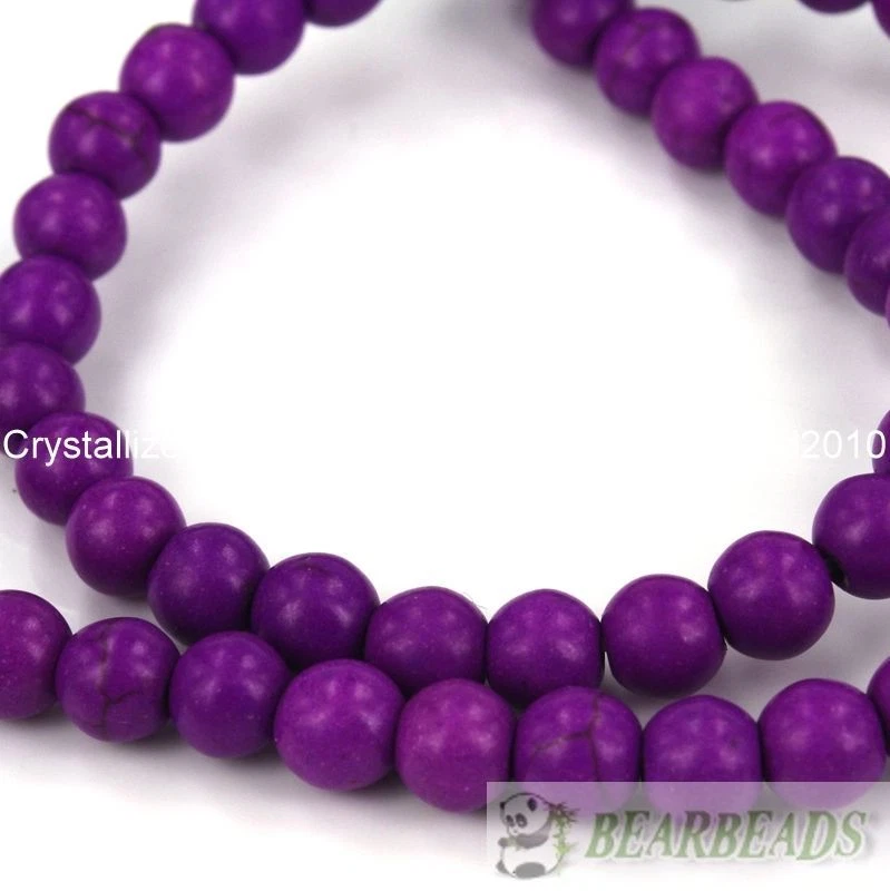 Purple Howlite Turquoise Gemstone Round Beads 2mm 4mm 6mm 8mm 10mm 12mm 16'' - Image 3 of 4