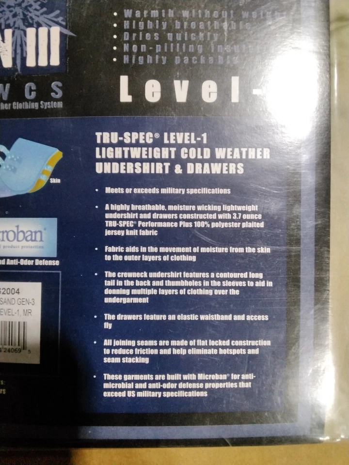 Mil-Spec ECWCS Gen 3 Level 1 Thermal Top Cold Weather Undershirt - Sand - Image 3 of 3