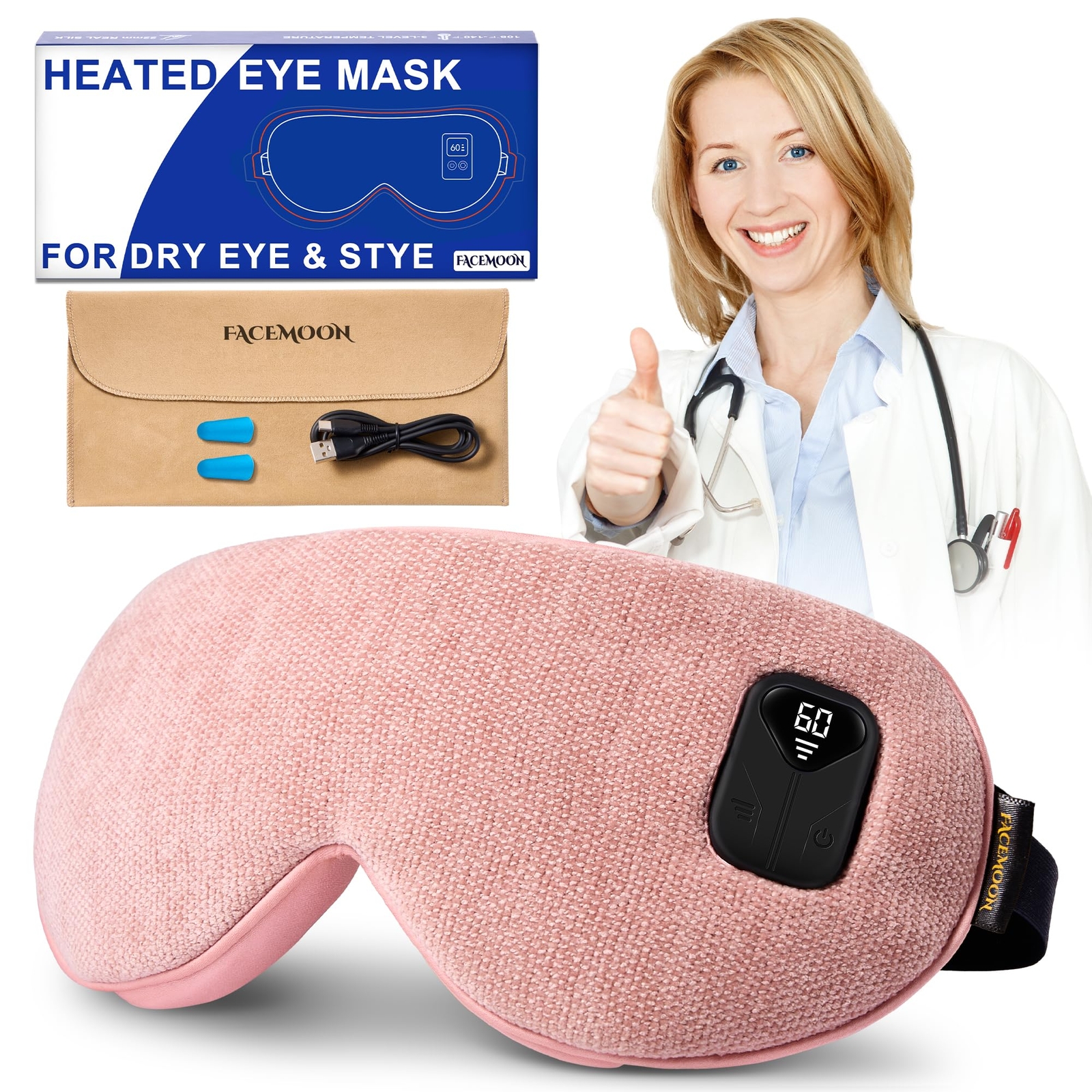 FACEMOON Heated Eye Mask for Dry Eyes Blepharitis Stye Relief Moist Warm Compress Therapy-image