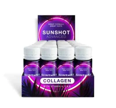 SUNSHOT Collagen Sunbed Tanning Accelerator & Beauty Vitamin Drink Beta Carotene