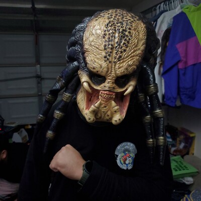Predator Elder Alien vs Predator 100% Full Latex Mask w Face Plate