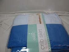 New Aden by Aden  Anais 100 Cotton Muslin Crib Skirt 52"x28"  Dark Blue/White