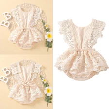 Newborn Baby Girls Clothes Flower Lace Romper Dress Bodysuit Jumpsuit One-Pieces