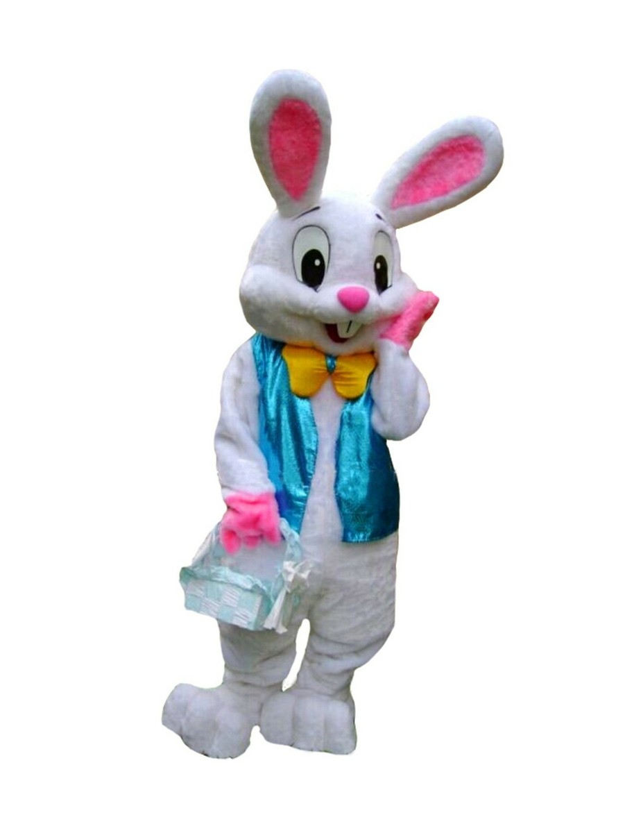 Easter Bunny Rabbit Mascot Costume Adult Size Fancy Dress Plush 