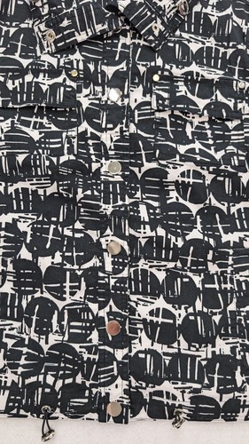 Ruby Rd Women's Jacket Size 12 Black & White Print 3/4 Sleeve Lightweight Snap - Picture 8 of 21