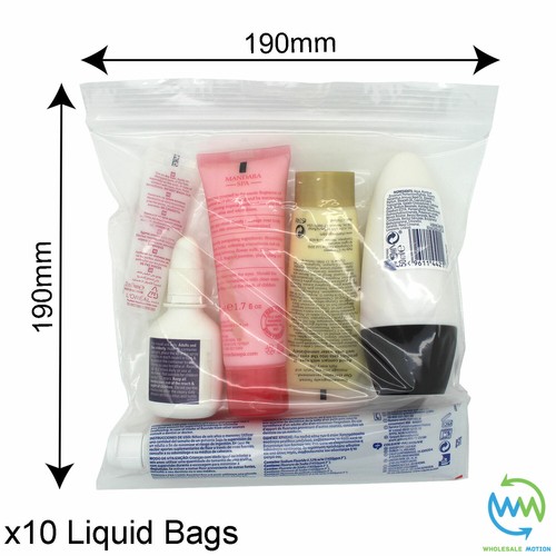 10 x Clear AIRPORT SECURITY LIQUID BAGS 
