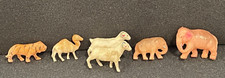 6 Antique Celluloid Animals Camel Sheep Elephant Tiger
