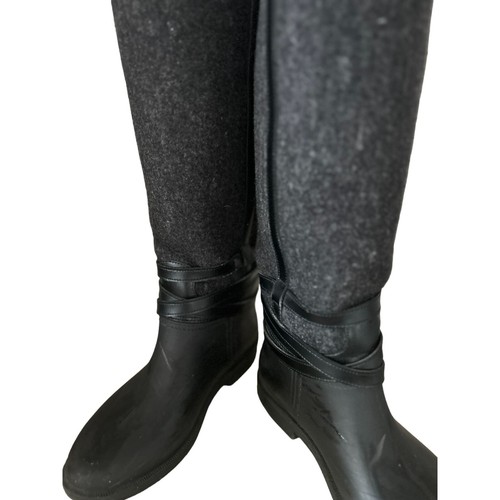 Salvatore Ferragamo Cordelia Felt Grey/Black Riding/Rain Boots Rubber Size 5 - Picture 5 of 12