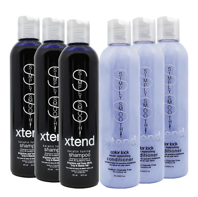 Simply Smooth Xtend  Toning 3-Shampoo & Color Lock 3-Conditioner Pack of 6