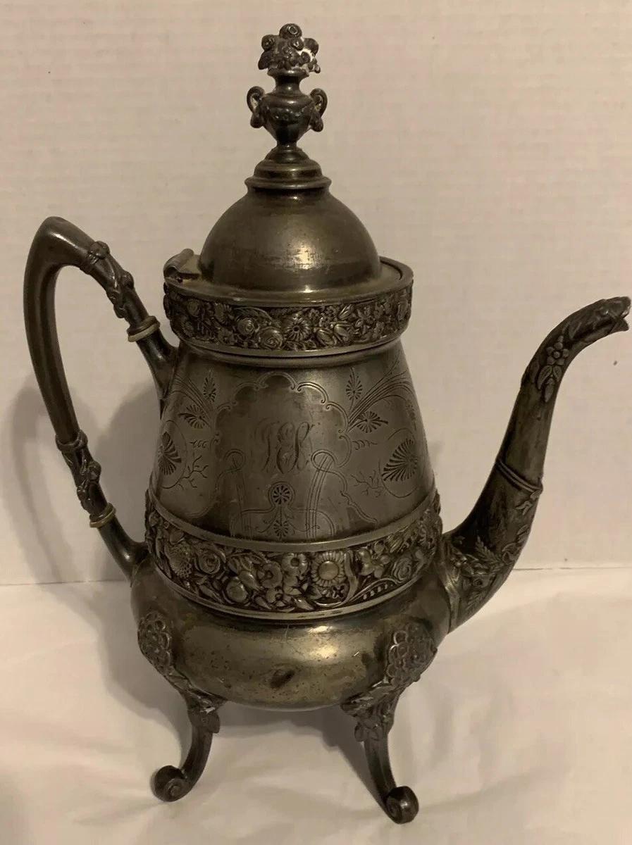 1875 SILVER PLATED REED & BARTON TEAPOT RARE VICTORIAN FLORAL BEAUTIFUL TEA  POT
