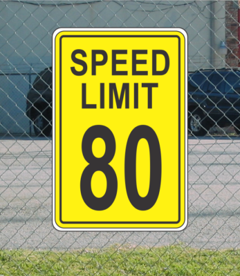 Yellow Speed Limit 80 Metal Sign for Street Road Highway Parking