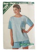 4181 See & Sew Now BUTTERICK Misses SHORTS TOP Sewing Pattern XS S M L