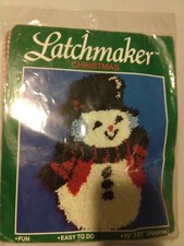 Latchmaker Christmas Snowman 15"x 21" New/Complete Latch Hook Kit 1993
