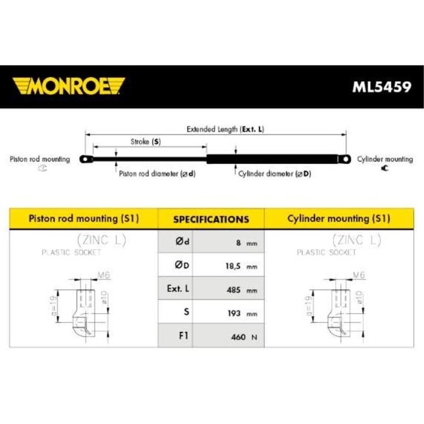 Monroe Gasfeder DäMpfer Heckklappe 460 N Passend FüR Audi A3 8P1-image