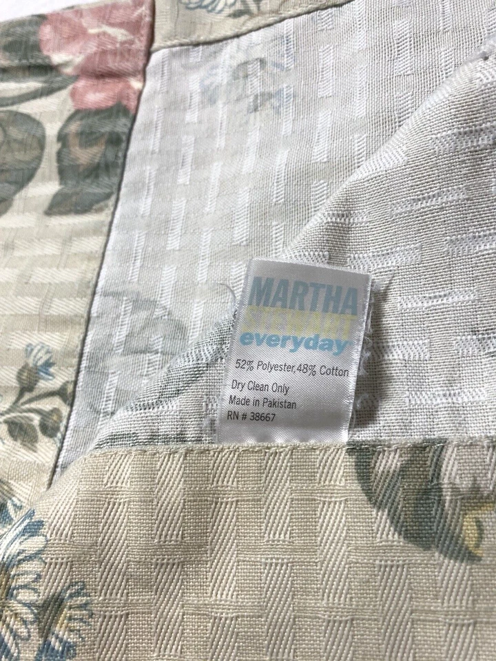 Par de cortinas vintage Martha Stewart paneles 86 cortinas largas beige florales para cabaña Foto 3 de 4