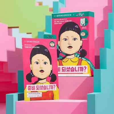 Squid Game X BRINGGREEN Fresh Mask Sheet 10ea (Tea Tree Cica 5ea+Young Hee 5ea)