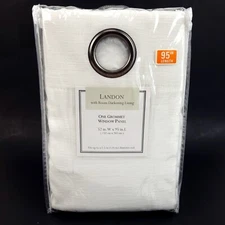 Kensington Landon w/ Darkening Lining One Grommet Window Panel 52x95" White