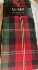 LAUREN RALPH LAUREN (3) KITCHEN TOWELS GREEN  RED  PLAID 17 X 28 100% COTTON NWT