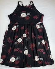 Torrid Floral Textured Knit Skater Dress Size 3 Black W/ White & Pink Flowers