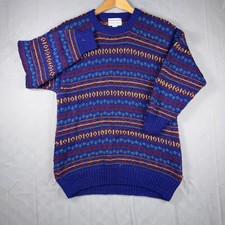 Vintage Nomadic Traders Sweater Womens See Measurements Blue Wool Fair Isle