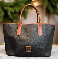 Dooney Bourke Black Pebbled Leather Brielle Satchel Tote Bag Purse & Strap