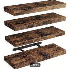 4pcs Vintage Wooden Floating Shelves Wall Mounted Storage Shelf Home Decor