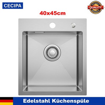 Einbauspüle Küchenspüle Edelstahl Spülbecken Spüle mit Ablaufgarnitur 40 x 45 cm