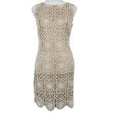 Boho Victorian Antique Revival Lace Short Party Glam Dress Joseph Ribkoff 6 Whit